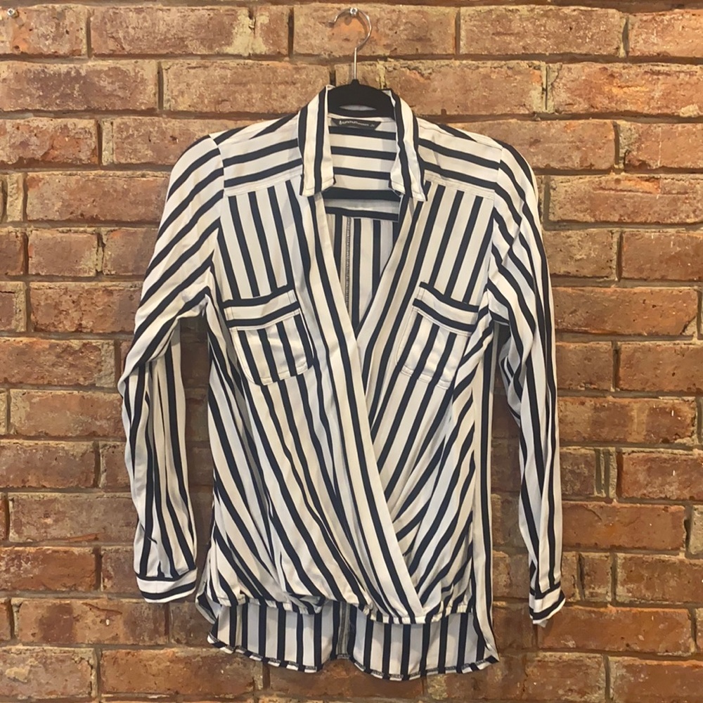 Summum black and white striped blouse